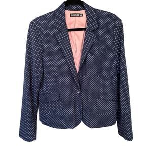 7th Avenue New York & Company Women's Navy Blue Polka Dot Blazer Size 18